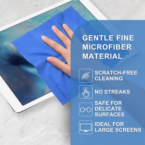 Microfiber Cleaning Cloth, 8 x 8 Inch, Pack of 5, for Glasses & Phones