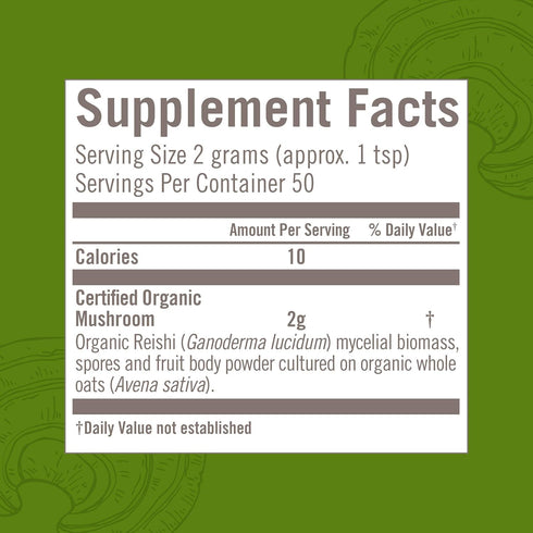 OM Mushroom Superfood Reishi Organic Mushroom Powder, 3.5 Ounce, 50 Servings, Adaptogen, Stress & Immune Support