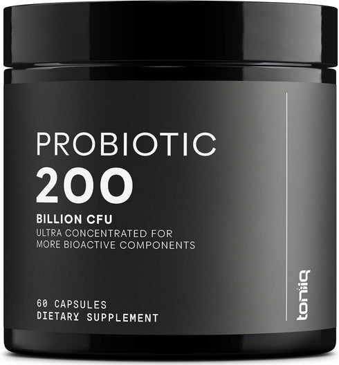 Toniiq 200 Billion CFU Probiotic Supplement, 30 Verified Strains with Prebiotic Blend, Extended Release Capsules