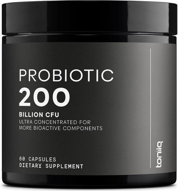 Toniiq 200 Billion CFU Probiotic Supplement, 30 Verified Strains with Prebiotic Blend, Extended Release Capsules