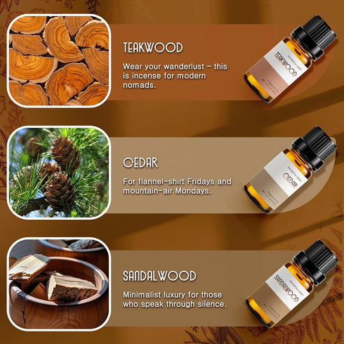 Set (6x10ML) RAINBOW ABBY Fragrance Oil Gentlemen's - Leather, Bay Rum, Teakwood, Cedar, Sweet Tobacco, Sandalwood