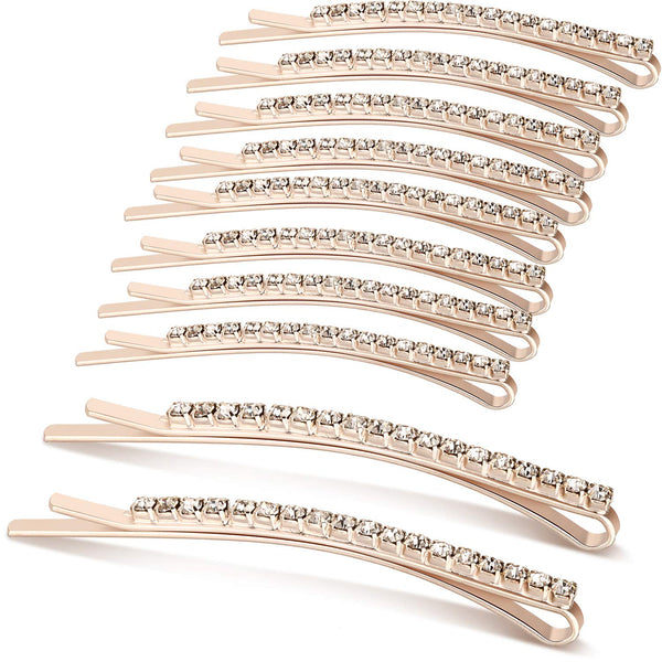 TecUnite 16 Pcs Rhinestone Bobby Pins - Bling Decorative Hair Clips for Women, Bridal, Wedding, and Daily Use