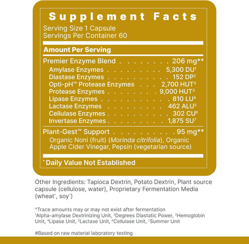 Premier Research Labs Active Digestive Enzymes with Probiotic & Prebiotics, 60 Capsules