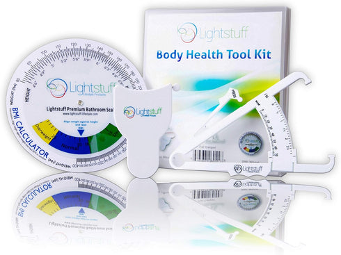 Lightstuff Body Health Tool Kit - Skinfold Caliper, Tape Measure, BMI Calculator, Body Fat Charts Included