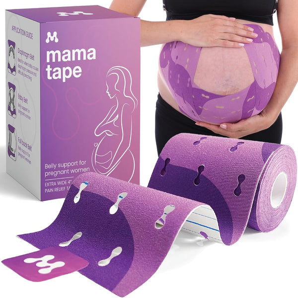 Mama Tape Pregnancy Belly Support - 4" x 16.4' Kinesiology Tape for Pelvic and Back Pain Relief