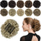 Rose Bud Curly Bun Hairpiece Extensions, Light Ash Blonde Messy Updo Scrunchie with Combs for Women