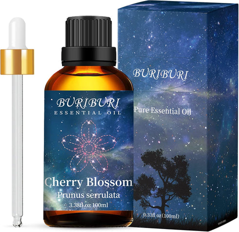 BURIBURI Cherry Blossom Essential Oil - 100ML - 100% Pure Oil for Aromatherapy, Candle & Soap Making