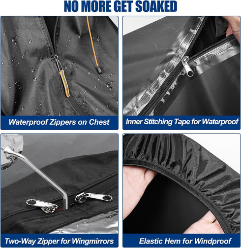Mobility Scooter Rain Cover, Waterproof 420D Oxford & EVA Fabric Poncho for Electric Vehicle, Outdoor Wheelchair Suit