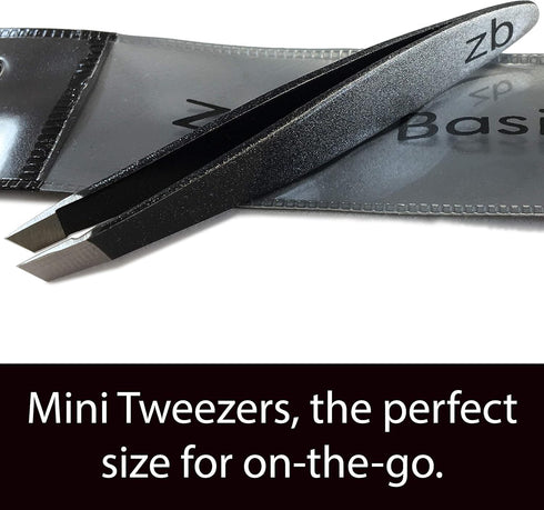 Mini Slant Tweezers - Best Tweezers for Eyebrow, Facial Hair Removal and your Precision Needs (Midnight Ombre) by Zizzili Basics
