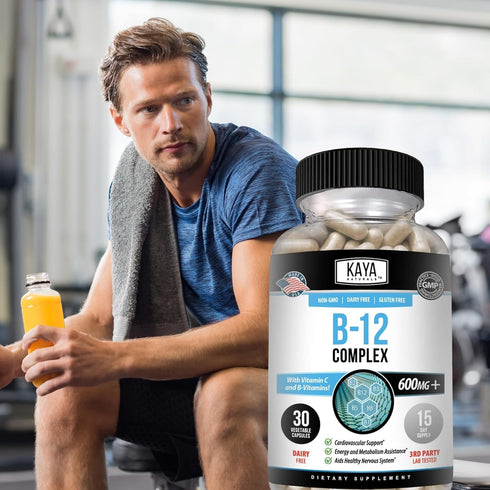 Kaya Naturals B-12 Complex, Multivitamin Supplement for Energy & Metabolism, 30 Capsules