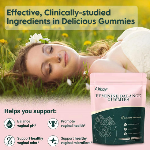 Gummies Gummies 60 Gummies Airboy Vaginal Probiotic for Women, Pineapple for Women Balanced PH, Yeast Balance & Flora