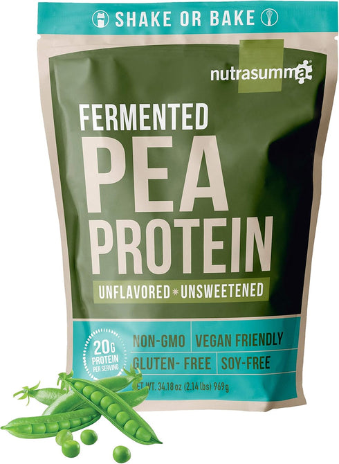 100% Plant Based Fermented Pea Protein Powder, Unflavored, 2.14lbs - Vegan, Non-GMO, Gluten & Soy Free