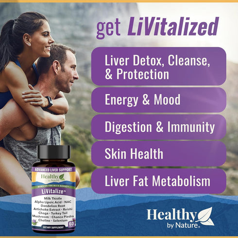 LiVitalize 28-in-1 Liver Health Support 60 Capsules with Milk Thistle, Dandelion, NAC, Alpha Lipoic Acid, and More