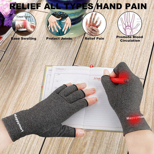 2 Pairs Arthritis Gloves for Women, Compression Gloves for Carpal Tunnel Relief, Fingerless Gloves for Women and Men