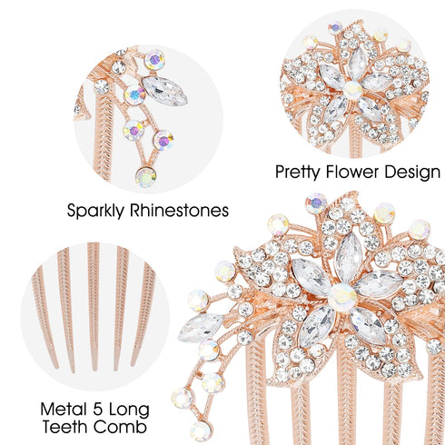 inSowni 6 Pack Luxury Glitter Hair Side Combs, Rhinestones Decorative Clips for Women Girls Updo Accessories