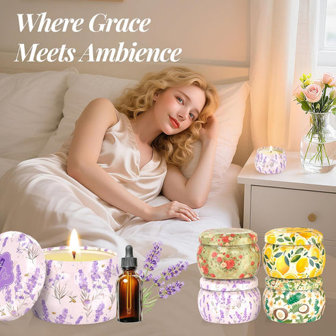 WarmEmbrace 4 Pack Set, 4.4OZ Set Scented Candles for Women, Soy Candle Candles for Home Scented, Candle Gift