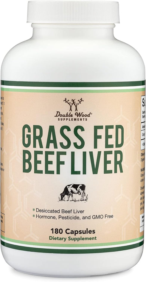 Beef Liver Capsules, 1000mg Grass Fed, 180 Capsules - Desiccated Beef Liver Supplement for Digestion & Immune Health