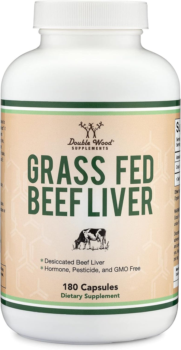 Beef Liver Capsules, 1000mg Grass Fed, 180 Capsules - Desiccated Beef Liver Supplement for Digestion & Immune Health