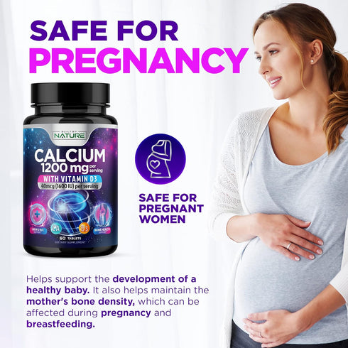 Advanced Bone Support Calcium 1200mg with Vitamin D3 for Best Absorption - 60 Tablets, Easy to Swallow