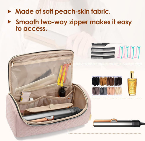 Yarwo Travel Bag for Dyson Airstrait/Corrale Straightener, Portable Hair Accessories Storage Case, Dusty Rose