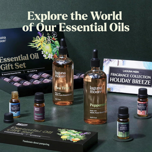 Lagunamoon Essential Oils Set - Top 20 Gift Set Oils for Diffusers, Aromatherapy, Candle Making Scents (10mL)
