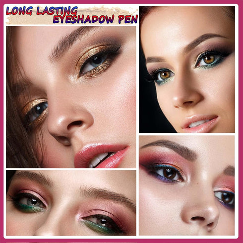 2 in 1 Eyeshadow Stick and Sponge Makeup Brush, Long Lasting Waterproof Cream Shimmer Shadow Pencil