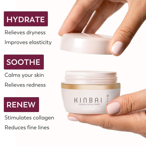 Moisturizer - Hydrating Face Cream for Dry Skin - Lightweight, Silky Texture - Collagen Boosting Peptides - Made in Japan - Wildflower Fragrance