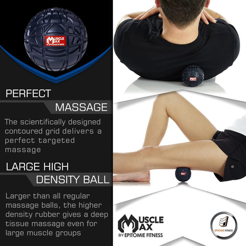 Epitomie Fitness Muscle Max Massage Ball - Therapy Ball for Trigger Point Massage - Deep Tissue Massager for Myofascial