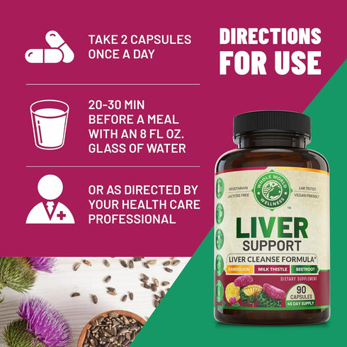 Advanced Liver Cleanse Detox & Repair Formula with Milk Thistle, 90 Pills for Men and Women, 512mg (45-Day Supply).