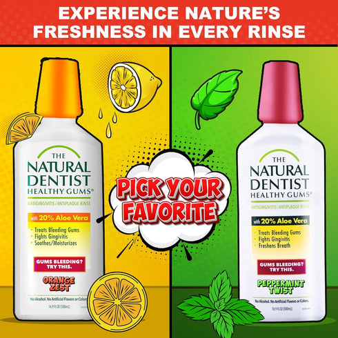 The Natural Dentist 16.9 Oz (Pack 2) Healthy Gums Mouth Wash, Orange Zest, Fl