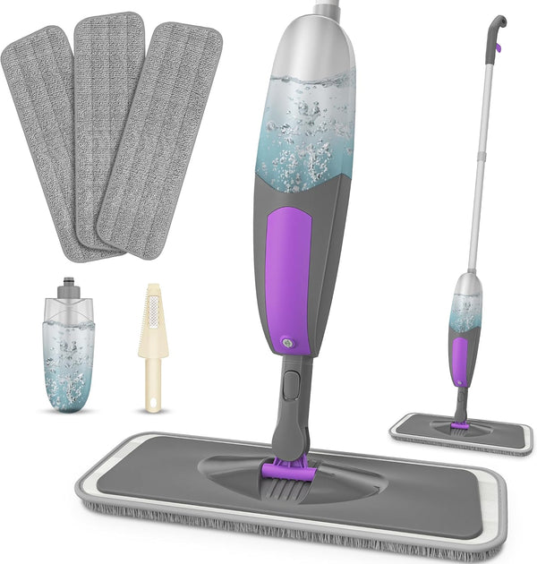 HOMSIER Spray Mop for Floor Cleaning - Microfiber Wet Dry Flat Mop with 550ML Refillable Bottle and 3 Washable Pads