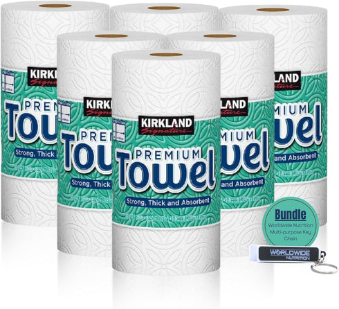 Worldwide Nutrition Bundle, Compatible with Kirkland Premium Paper Towels, Strong, Thick, and Absorbent Bulk