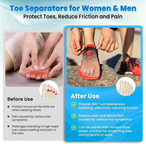 Toe Protectors for Women & Men, 20 Pcs Silicone Toe Sleeves for Pinky Toe Pain Relief, Gel Covers