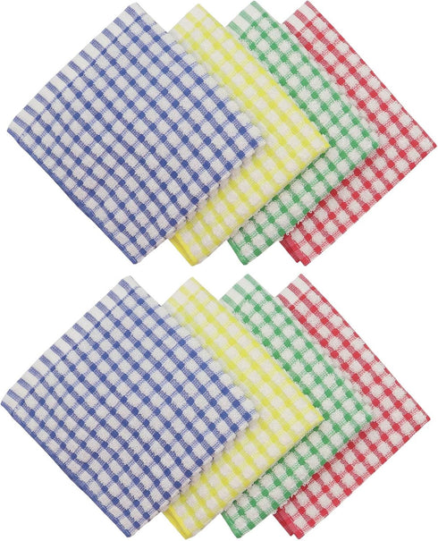 Cotton Cleaning Rags, Terry Dish Cloths for Washing Dishes, Set of 8 Soft Dish Towels for Kitchen Drying