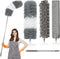Microfiber Duster, 4PCS with Extension Pole (Stainless Steel) 30 to 100 Inches, Reusable Washable for Cleaning High