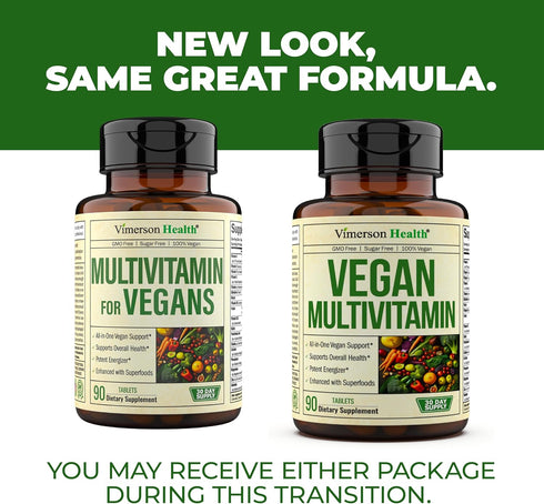 Vegan Multivitamins for Women & Men, Daily Multimineral Supplements for Energy, Focus, 90 Tablets