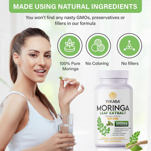 Yokaba (250 5000mg Immune Energy-Packed Moringa Oleifera Capsules) Moringa Capsules, Support, Natural Wellness