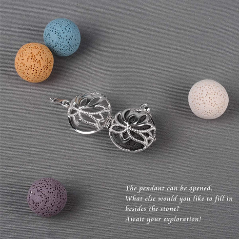 INFUSEU Essential Oil Necklace Lotus Flower Aromatherapy Pendant Scent Diffuser Anxiety Jewelry Spiritual Meditation