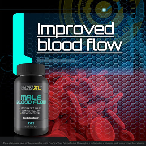 Male Blood Flow Support Supplement Super Results XL - Best Blood Circulation Supplements for Men to Promote Blood