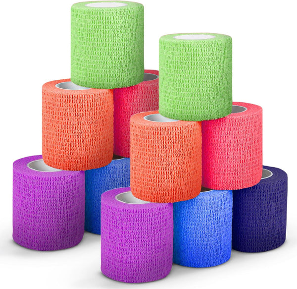 Ever Ready First Aid Self Adherent Cohesive Bandages - 3" x 5 Yards, 12 Count in Rainbow Colors