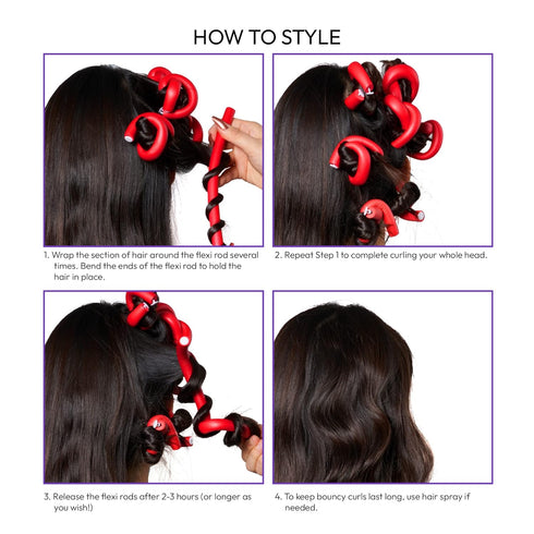 Red by Kiss Flexi Rods, Heatless Hair Curler for 90s Glamorous Bouncy Curls, 10" Length (3/4" Diameter)