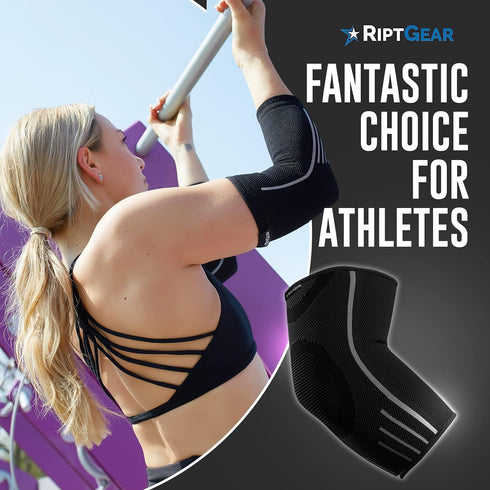 RiptGear Elbow Compression Sleeve - Elbow Brace for Men and Women, Support Treatment for Tendonitis, Joint Pain