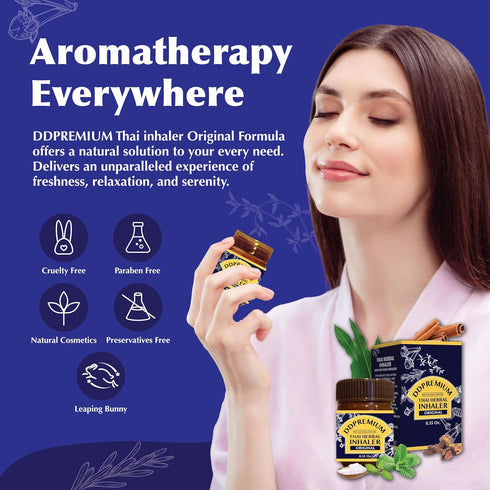 Pack 3 Herbal Inhaler with Menthol & Essential Oil - Natural Thai Inhaler for Enhanced Breathing, Promotes Clearer