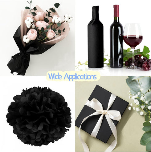 Hlonon Black Tissue Paper for Gift Bags, 30 Sheets of Black Wrapping Paper for Weddings, Birthday, DIY Crafts