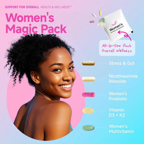 Packs 30 D3+K2, NR1000, 30 Multivitamin for Women Daily Vitamin for plus with Probiotics & Ashwagandha | Supplement