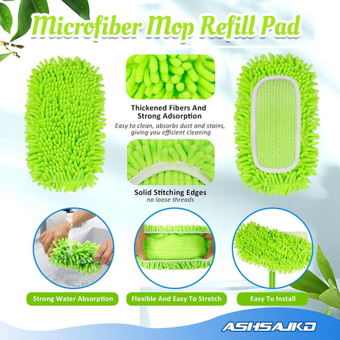 4 Pack Reusable Mop Refills Pad, Compatible for Swiffer Sweeper Mop, Microfiber Cotton Pads for Floor Cleaning