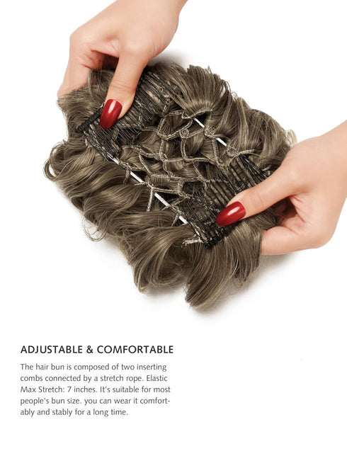 Yamel Messy Bun Scrunchie Hairpiece, Updo Curly Bun Extension Combs for Women (Ash Brown to Bleach Blonde)