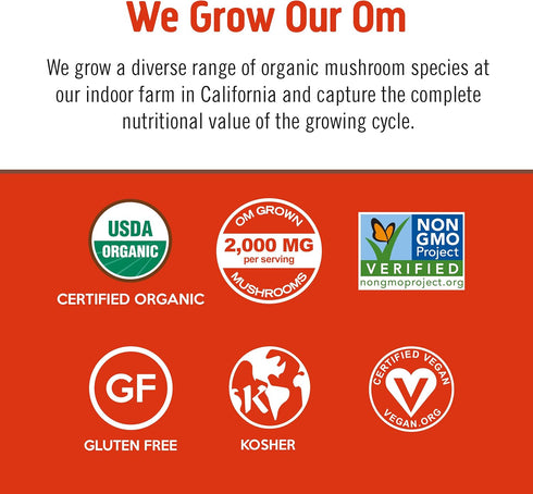 Om Mushroom Superfood Morning Energy Blend Drink, Single Serve, 10 Count - Coffee Free with Cordyceps, Vitamin D2