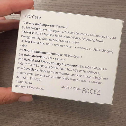 Tare&co UVC Ultraviolet Retainer Case - Compatible with Invisalign, Mouth Guard Case, Dental Braces Case Slim Battery