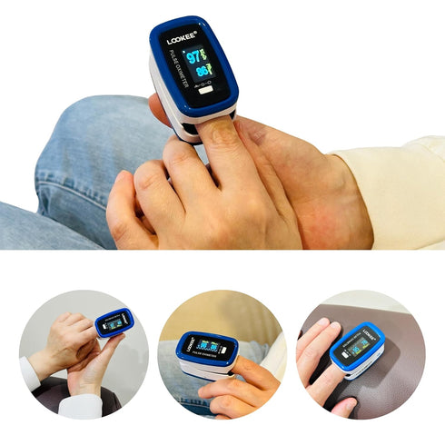 LOOKEE LK50D1A Deluxe Fingertip Pulse Oximeter, Finger SpO2 Blood Oxygen Saturation Monitor with OLED Display